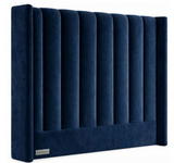 Room Studio - Charcoal Velvet Vertical Paneled Wingback Headboard