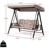 Deluxe 3-Seater Outdoor Swing with Adjustable Canopy and Cup Holders - View 4