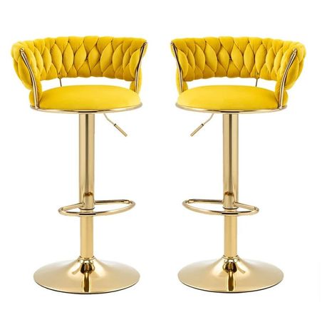 Set of 2 Velvet Swivel Luxury Bar Stools - View 3