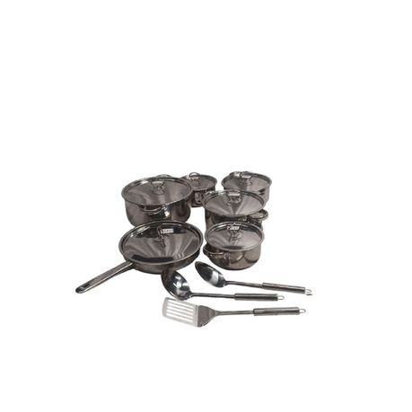 SMTE - 15 Piece Stainless Steel Cookware Set with Lids & Utensils - View 4