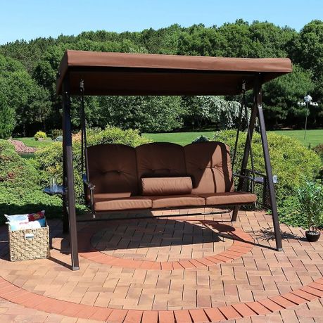 3 Seater Outdoor Swing with adjustable Canopy - View 6