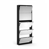 5 Door Stackable Shoe Storage Cabinet with Mirror in Black - View 5