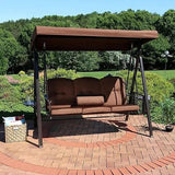 3 Seater Outdoor Swing Bench Lounger with & Adjustable Tilt Canopy - View 3