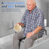 Shower Chair with Back Rest Armrest Height Adjustable for Elderly Pregnant - View 4