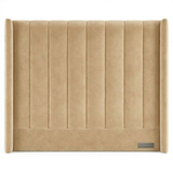 Room Studio - Charcoal Velvet Vertical Paneled Wingback Headboard - View 5