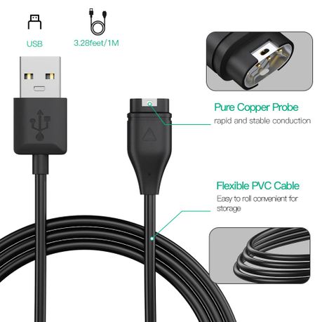 USB Charging Cable Compatible with Garmin Watch Fenix, Forerunner, Venu - View 5