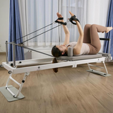 Foldable Premium Pilates Reformer Machine with Springs - Grey - View 5