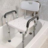 Shower Chair with Back Rest Armrest Height Adjustable for Elderly Pregnant - View 5