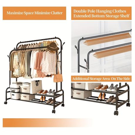 Myndos Multi-Functional Clothing & Shoe Stand with Wheels - View 3