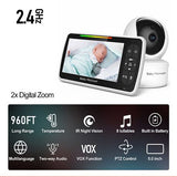 5" Wireless Baby Monitor No WiFi 960FT Range PTZ Night Vision 2-Way Talk - View 2