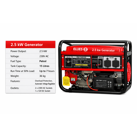 Ellies 2.5kW Portable Petrol Generator - View 2