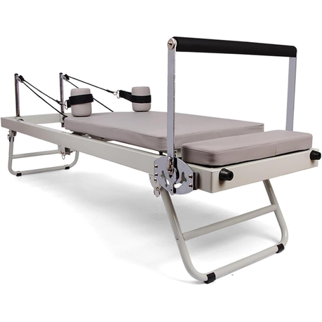 Foldable Premium Pilates Reformer Machine with Springs - Grey - View 1
