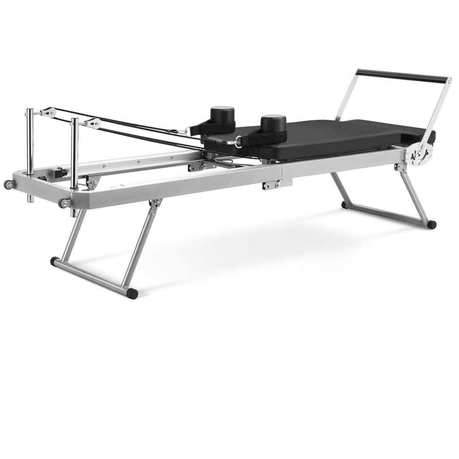 Foldable Premium Pilates Reformer Machine with Springs - Grey - View 6
