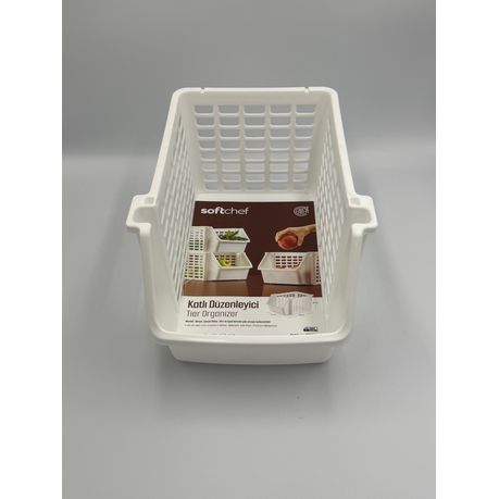 White Stackable Storage Basket - Versatile Organizer Bin - View 2