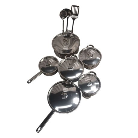 SMTE - 15 Piece Stainless Steel Cookware Set with Lids & Utensils - View 3