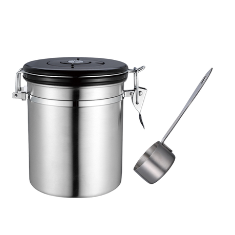 Airtight Stainless Steel Coffee Bean Canister Food Storage Tank with Spoon - View 7
