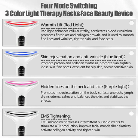 Face & Neck Massaging EMS Anti Aging & Skin Rejuvenation 4 Modes Switching - View 3