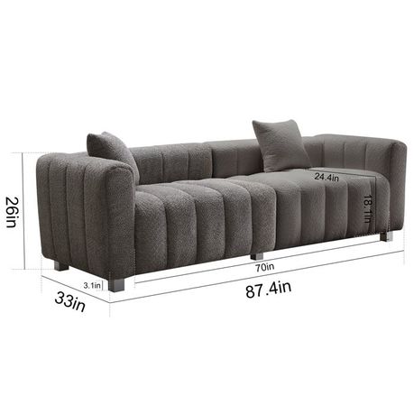 Decorotika 87.4'' Fluff Channel Sofa - View 3
