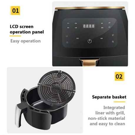 Oil-Free 6L Air Fryer - Black - View 3