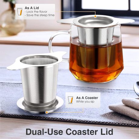 Tea Infuser Fine Mesh Strainer with Double Handles and Lid Coffee Filter - View 4