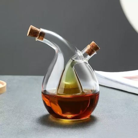 2-in-1 Oil & Vinegar Dispenser Glass Bottle with Cork Stoppers - 350ml - View 5