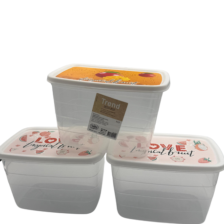 Clear Plastic Storage Container Set - Airtight and Stackable Set of 3 - View 1
