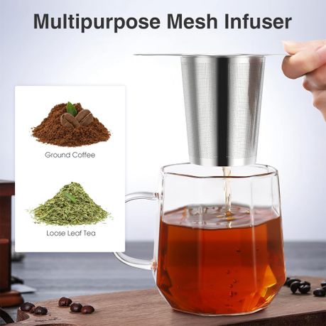 Tea Infuser Fine Mesh Strainer with Double Handles and Lid Coffee Filter - View 7