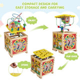 6-in-1 Baby Walker Activity Cube Wooden with Sounds ,Music , Maze & Clock - View 3