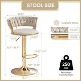 Cream Velvet Swivel Luxury Bar Stools - Set of 2 - View 7