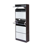 5 Door Stackable Shoe Storage Cabinet with Mirror in Black - View 2