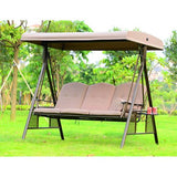Deluxe 3-Seater Outdoor Swing with Adjustable Canopy and Cup Holders - View 2