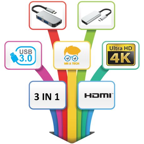 USB C to HDMI Adaptor, 3 in 1 Type C to 4K HDMI Adaptor ( G-53 ) - View 3