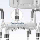 Shower Chair with Back Rest Armrest Height Adjustable for Elderly Pregnant - View 3