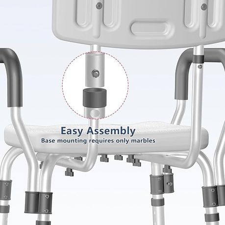 Shower Chair with Back Rest Armrest Height Adjustable for Elderly Pregnant - View 3
