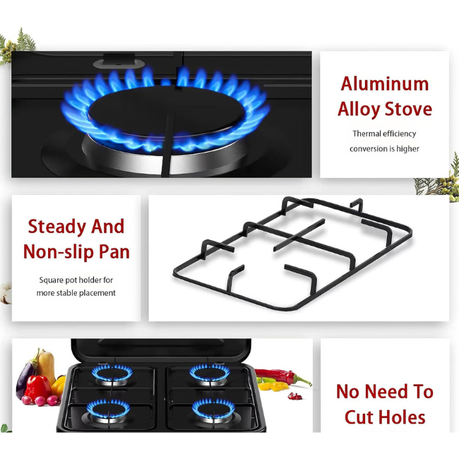 Heavy-Duty 4 Burner Gas Stove - Black - View 4