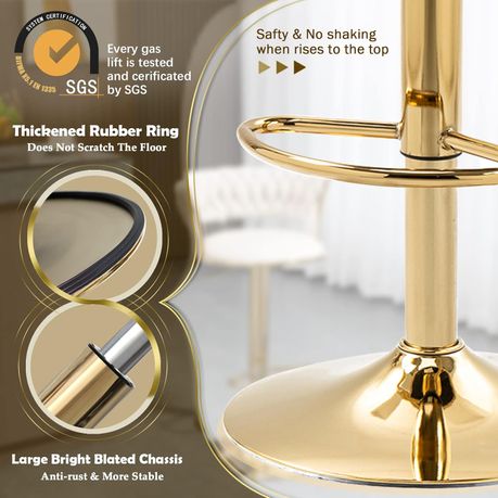 Cream Velvet Swivel Luxury Bar Stools - Set of 2 - View 4