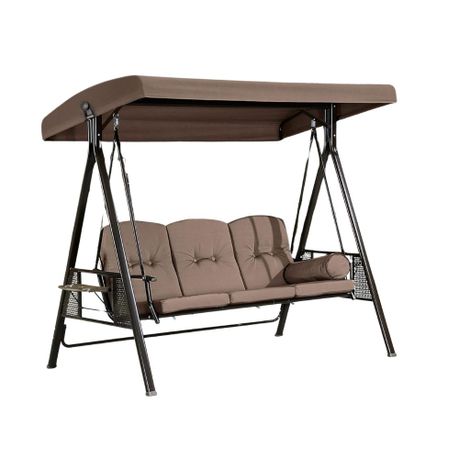 3 Seater Outdoor Swing Bench Lounger with & Adjustable Tilt Canopy - View 1