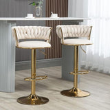 Cream Velvet Swivel Luxury Bar Stools - Set of 2 - View 8