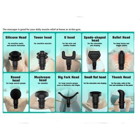 Massage Gun for Athletes - 30 Speeds - 10 Heads - Professional Deep Tissue - View 4