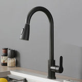 Kitchen Faucet with Pull Down Sprayer Sink Faucet Stainless Steel Faucet - Black - View 7