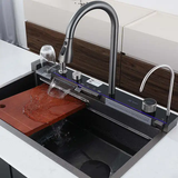 Multifunctional LED Modern Kitchen Sink Waterfall Push Button Temp Control - View 6