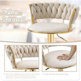 Cream Velvet Swivel Luxury Bar Stools - Set of 2 - View 6