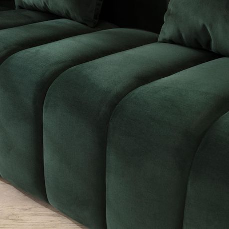 Bailey Green Velvet 3 Seater Panel Sofa - View 3