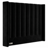 Room Studio - Charcoal Velvet Vertical Paneled Wingback Headboard - View 6