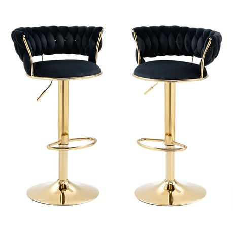 Set of 2 Velvet Swivel Luxury Bar Stools - HZ882 - View 1