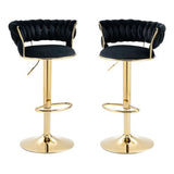 Set of 2 Velvet Swivel Luxury Bar Stools - HZ882 - View 1