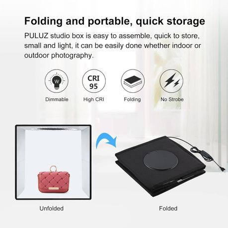 PULUZ Mini 25cm Photography Light Box with LED & 6 Double Sided Backdrops - View 7