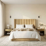 Room Studio - Charcoal Velvet Vertical Paneled Wingback Headboard - View 3