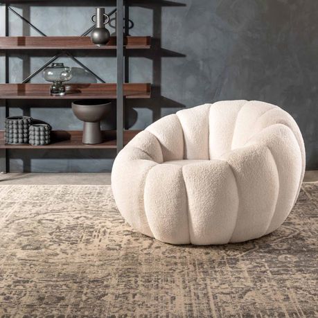 Pearl Fleece Fabric Chair - Cream - View 3