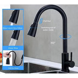 Kitchen Pull Out Faucet Retractable 360 Rotary Kitchen Faucet - Black - View 2